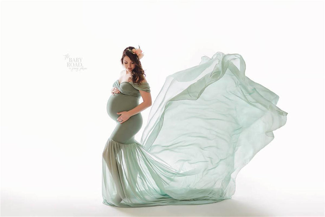 Mercerized cotton pregnant women floating sleeve dress