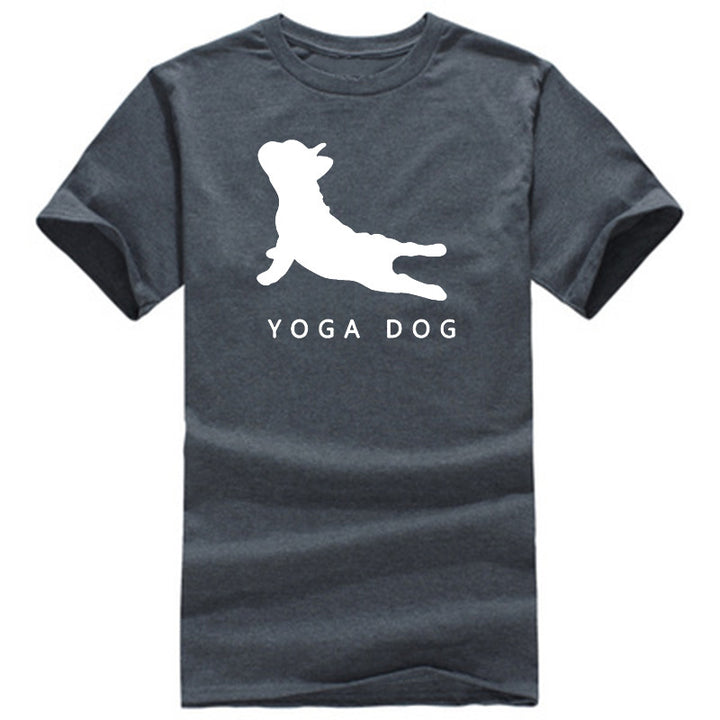 YOGA DOG Letter Crew Neck Short Sleeve Wide T-shirt