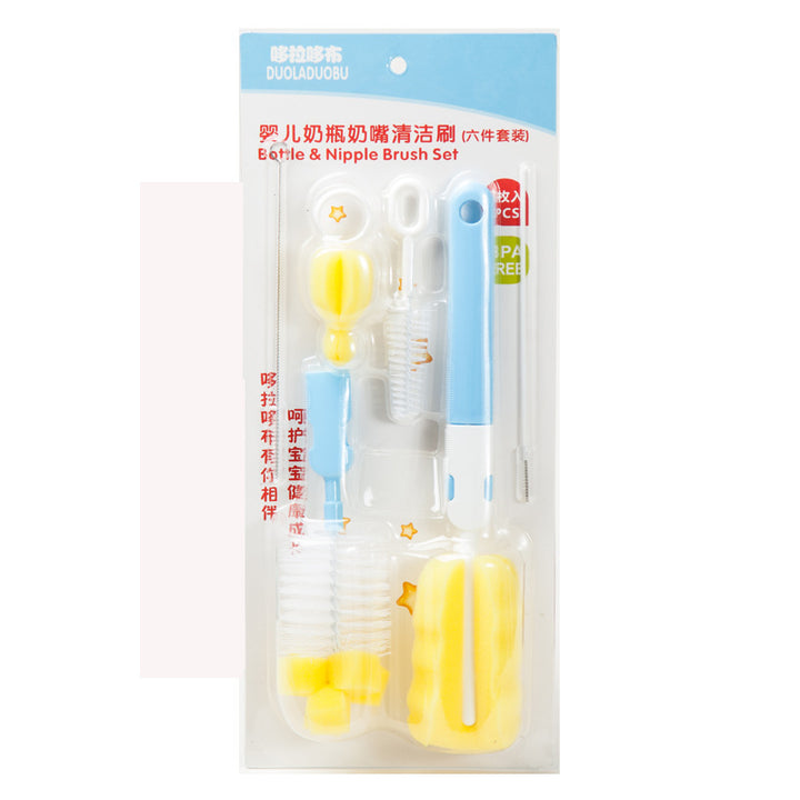 6-piece Sponge Bottle Brush Set Feeding Bottle Cleaning Set