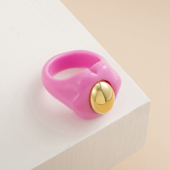 Big Acrylic Colorful Flower Women Ring Aesthetic Jewelry