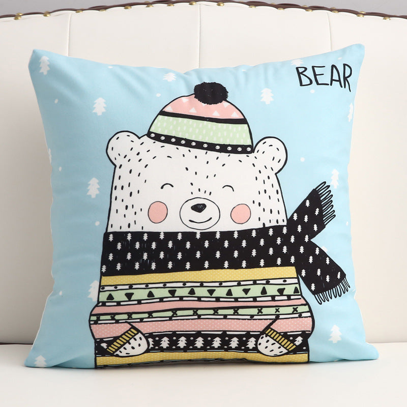 Cartoon short plush pillow