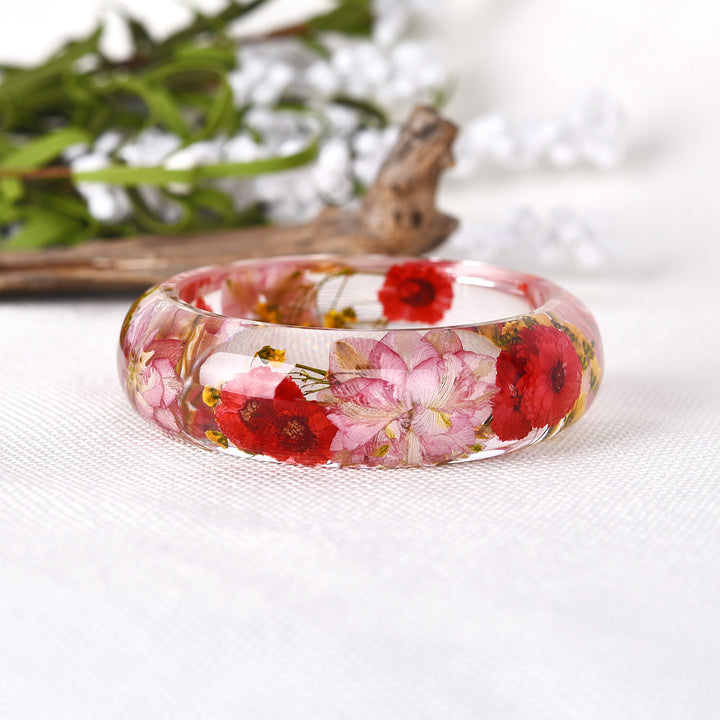 Personality Epoxy Resin Crystal AB Glue Dried Flower Bracelet