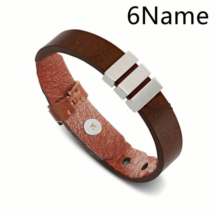 Men's Leather Name Bracelet