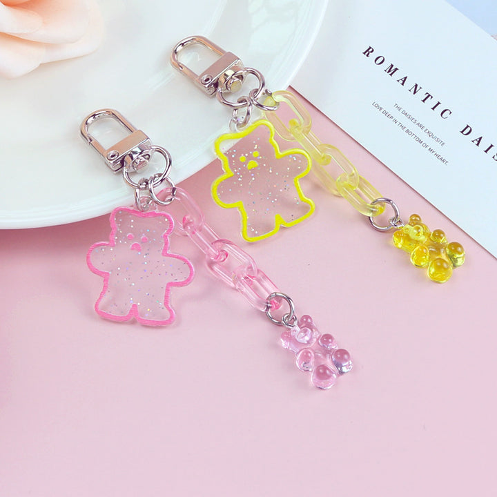 Acrylic Bear Headphone Accessories Keychain Girl Heart