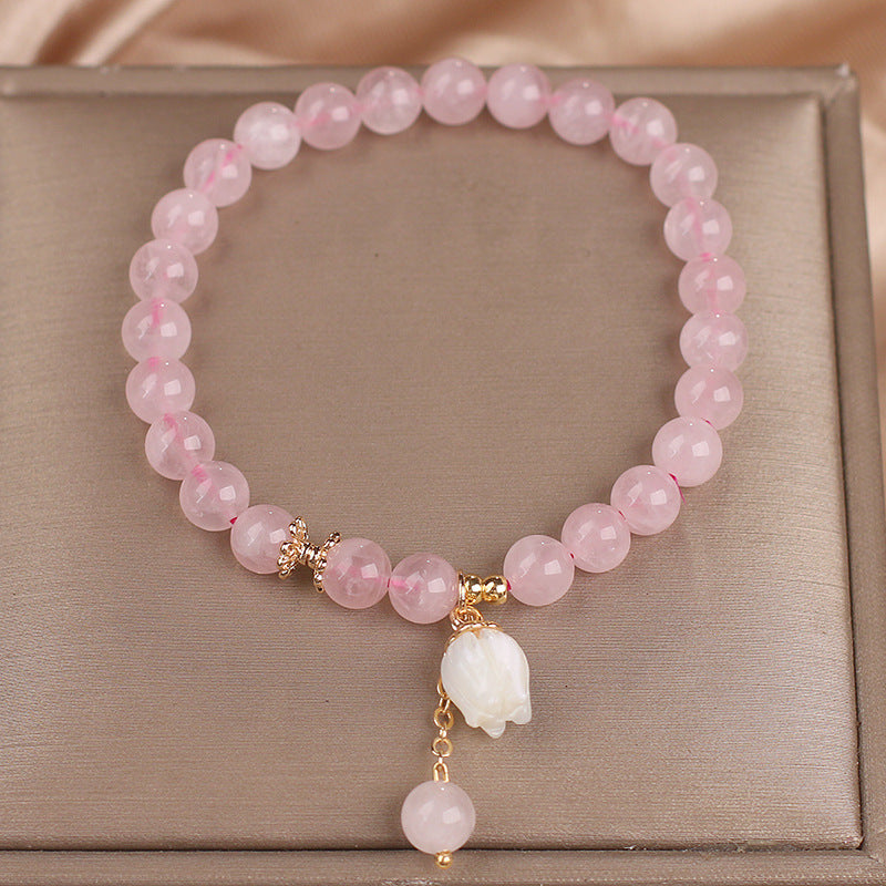 Summer Sweet Bracelet Ethnic Style White Jade Lotus Pendant