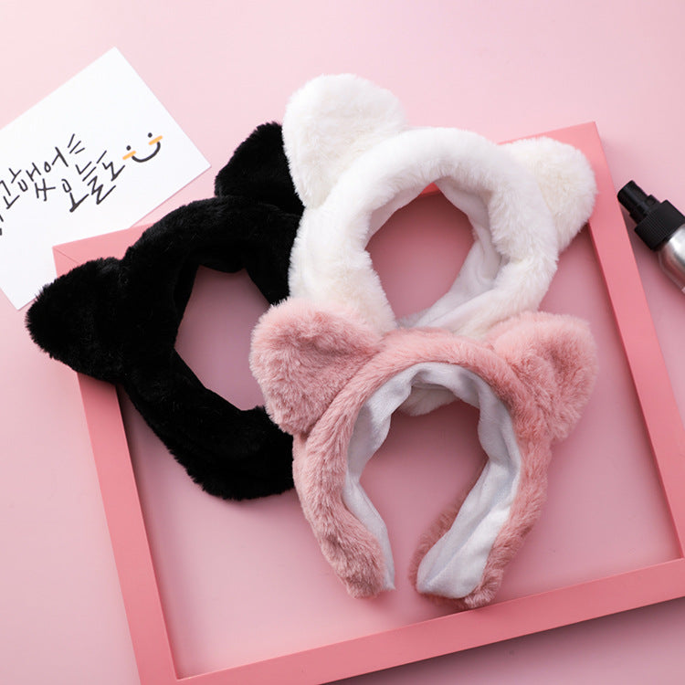 Korean hair accessories wide-brimmed cute plush panda ear headband hairpin