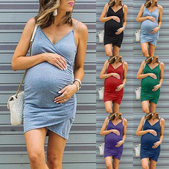 Women Maternity Dress Spaghetti Strap Plus Size