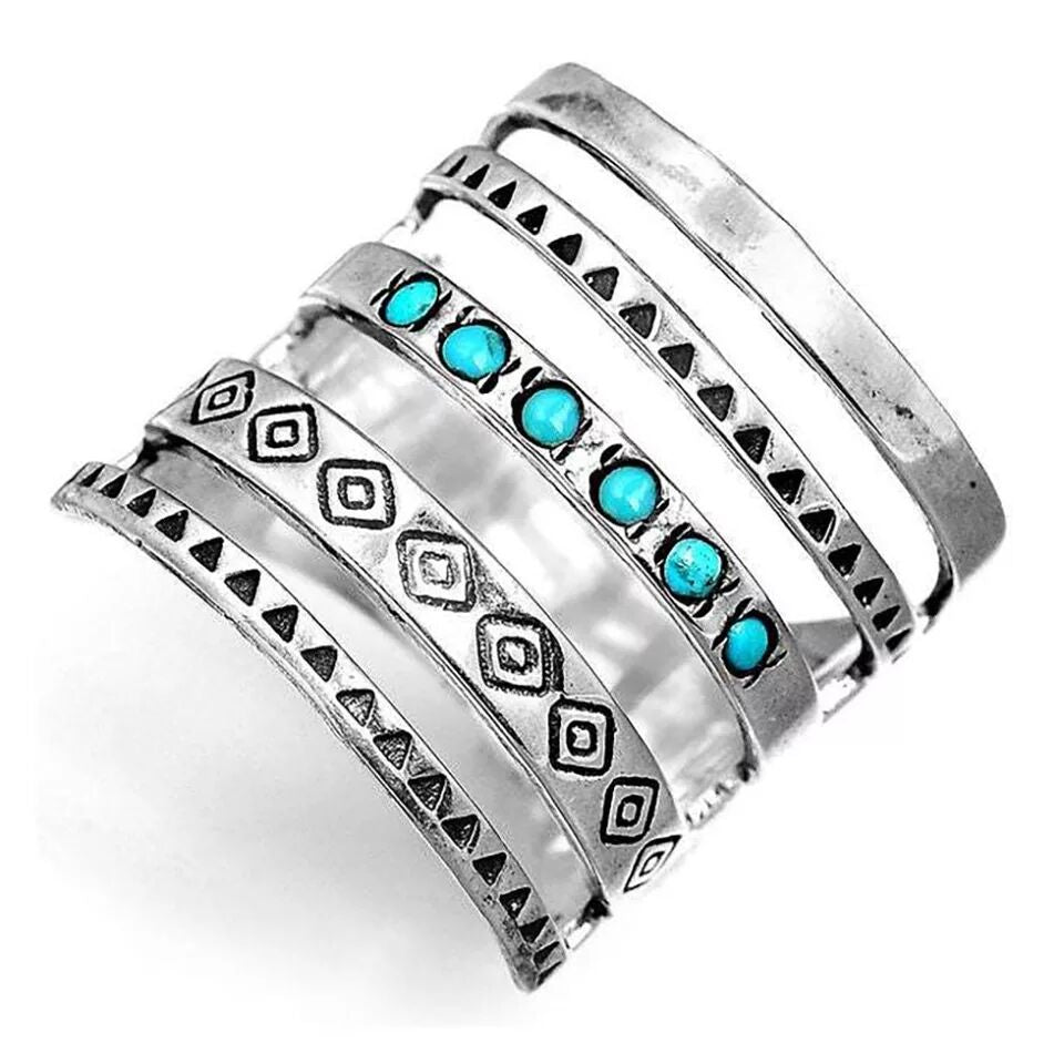 Fashion Hollowed-out Vintage Turquoise Ring
