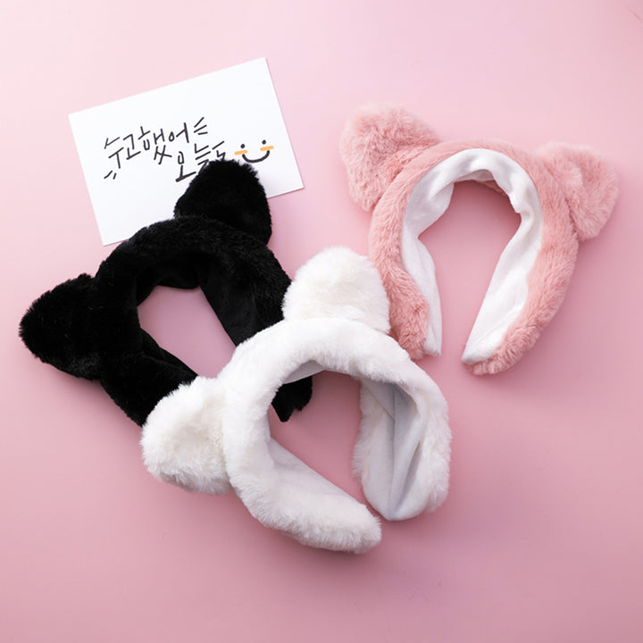 Korean hair accessories wide-brimmed cute plush panda ear headband hairpin
