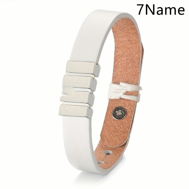 Men's Leather Name Bracelet