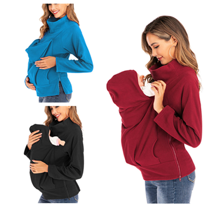 Amazon foreign trade popular multi-functional mother kangaroo sweater autumn and winter nursery bag nursing sweater Plush