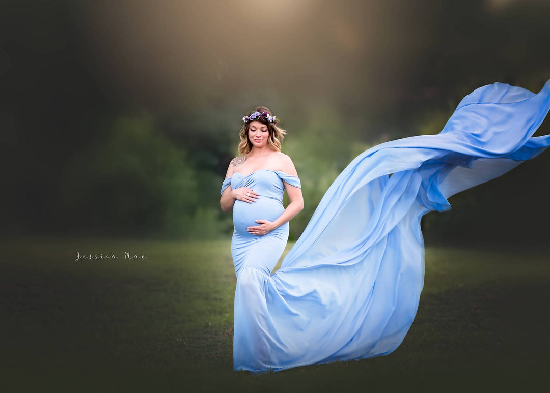 Mercerized cotton pregnant women floating sleeve dress