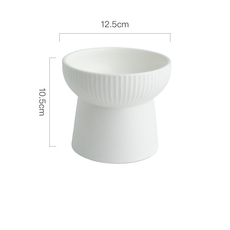 High Foot Neck Protection Ceramic Cat Bowl