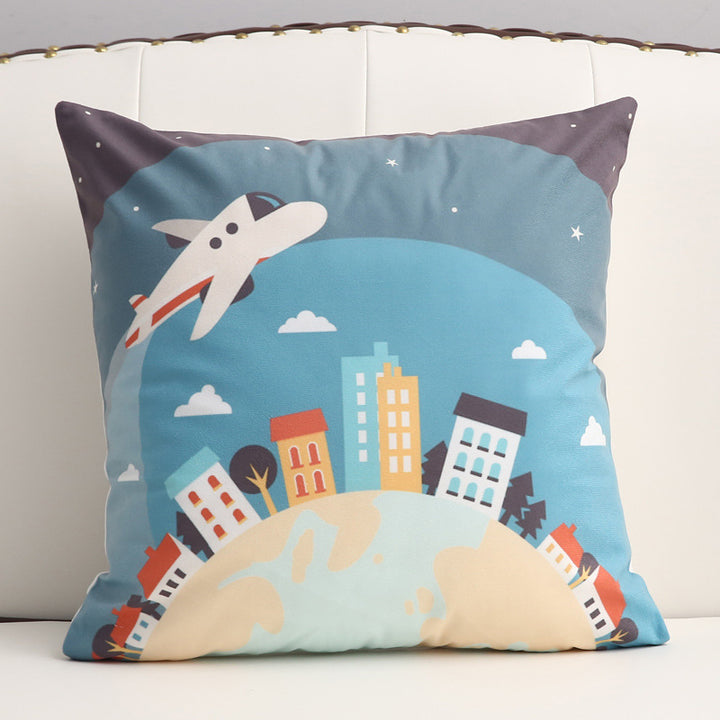 Cartoon short plush pillow