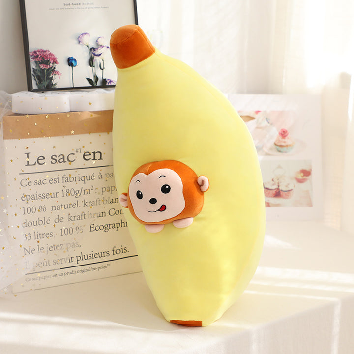 Avocado, Banana Fruit Plush Pillow
