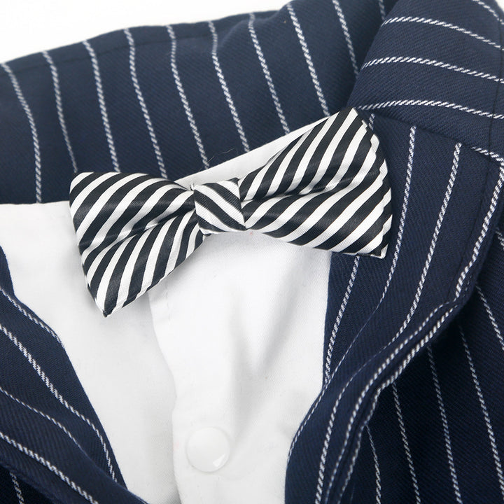 Striped bow tie suit dog clothes