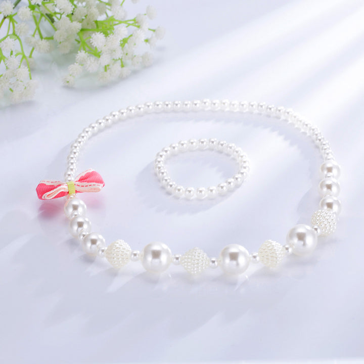 Fashion Children's Pearl Necklace & Bracelet Set