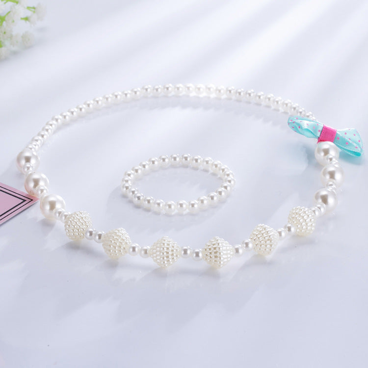 Fashion Children's Pearl Necklace & Bracelet Set