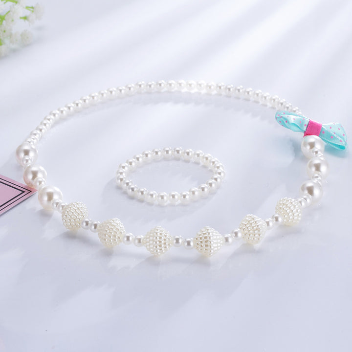 Fashion Children's Pearl Necklace & Bracelet Set