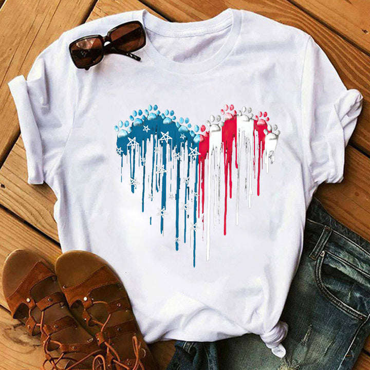 Love Dog Paw Print Short-sleeved T-shirt