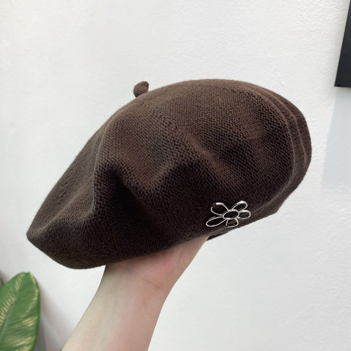 Women's All Match Retro White Rose Red Beret