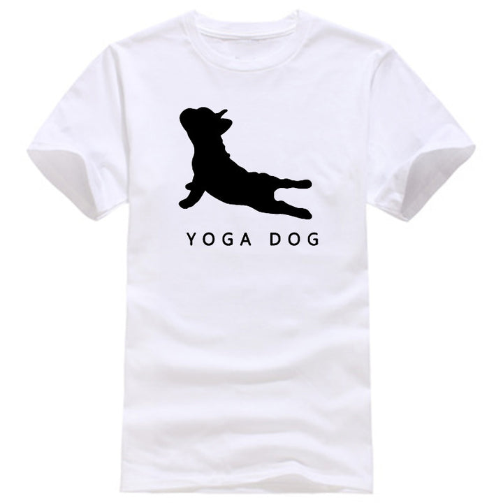 YOGA DOG Letter Crew Neck Short Sleeve Wide T-shirt