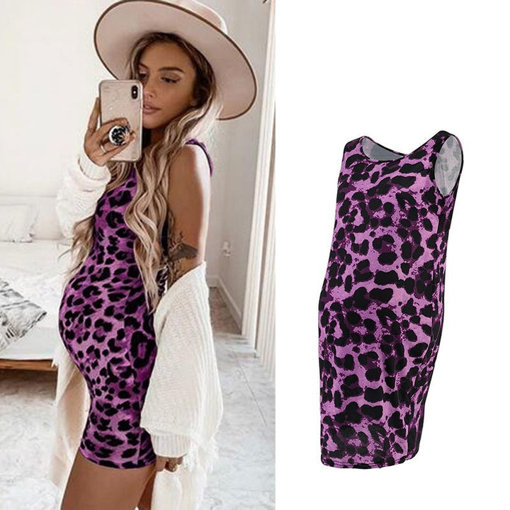 Leopard Dress Summer Sleeveless Pregnant Women