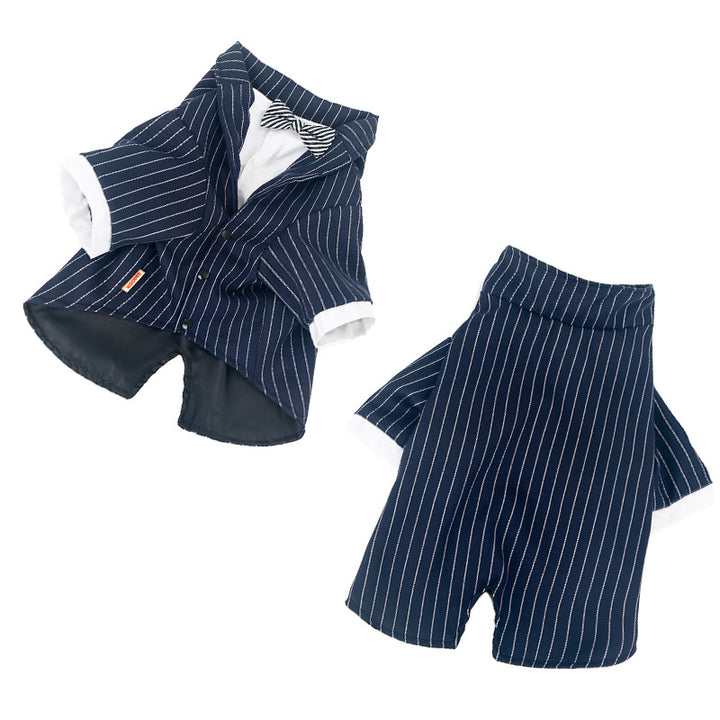 Striped bow tie suit dog clothes