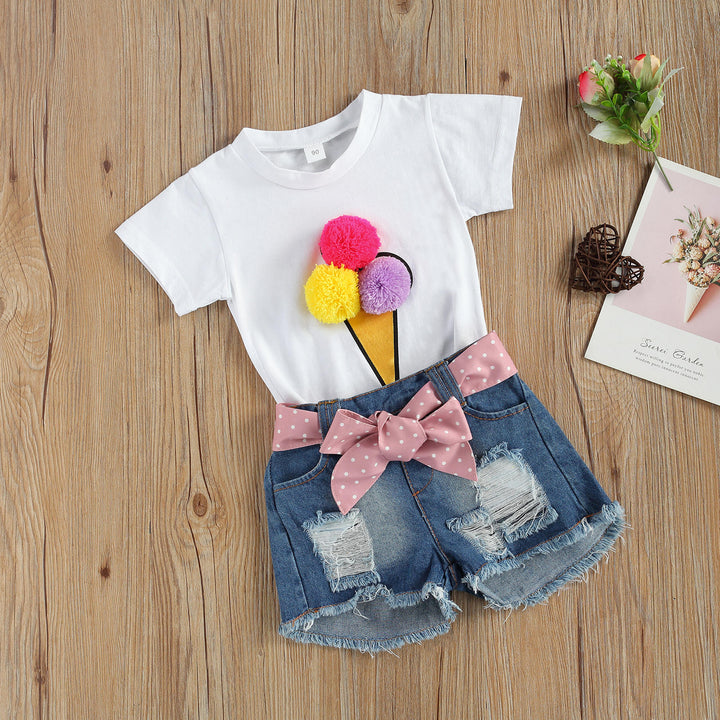 Girls Ice Cream Short Sleeve T-shirt + Pant Set