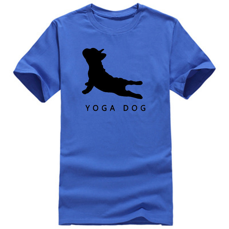 YOGA DOG Letter Crew Neck Short Sleeve Wide T-shirt
