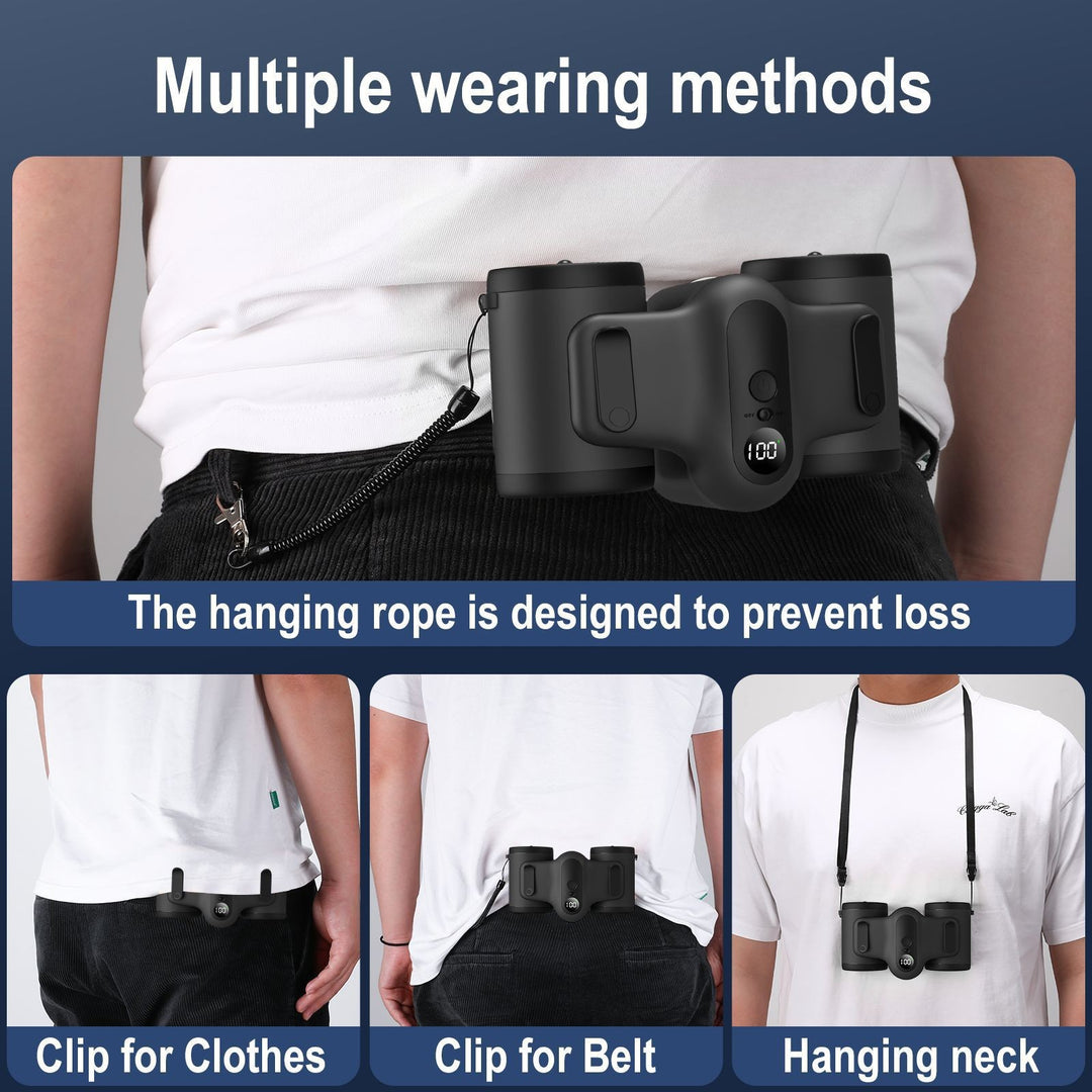Portable Hanging Waist Fan With Recharge Battery Ultra Quiet Wearable Electric Fan Handheld Air Cond