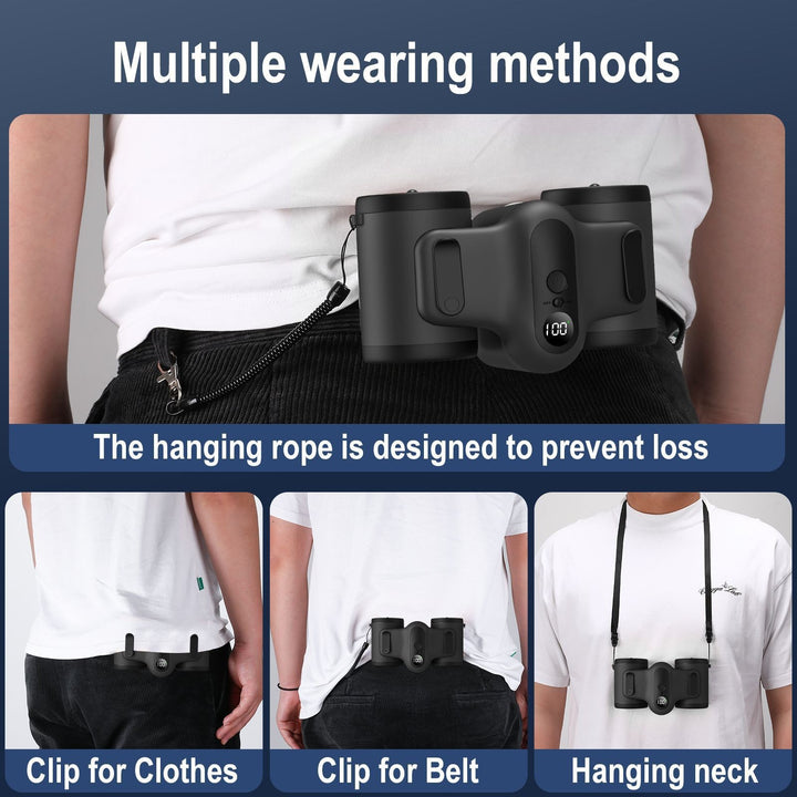 Portable Hanging Waist Fan With Recharge Battery Ultra Quiet Wearable Electric Fan Handheld Air Cond