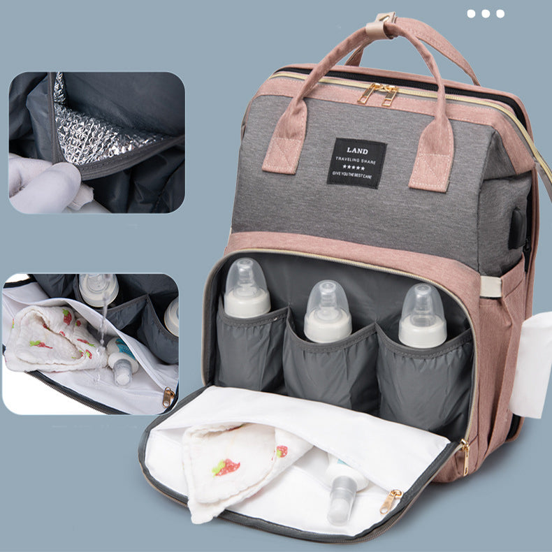 New Mummy Baby Crib Backpack Large Capacity Out Milk Insulated Bag Women
