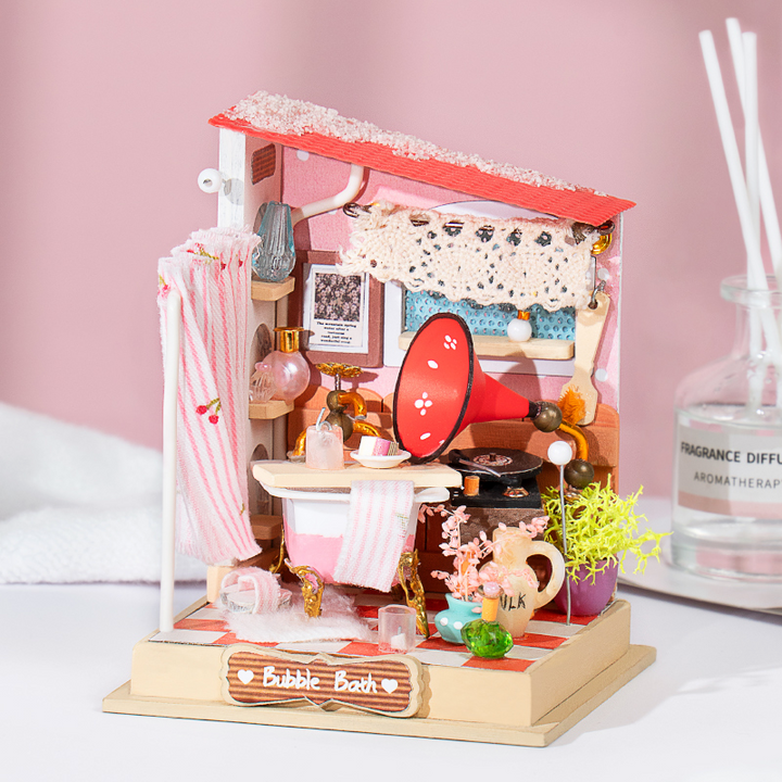 Robotime Rolife DIY Wooden Doll House Taste Life Dollhouse Sweet Dream Miniature House Kits Bubble Bath Toys For Children Adult