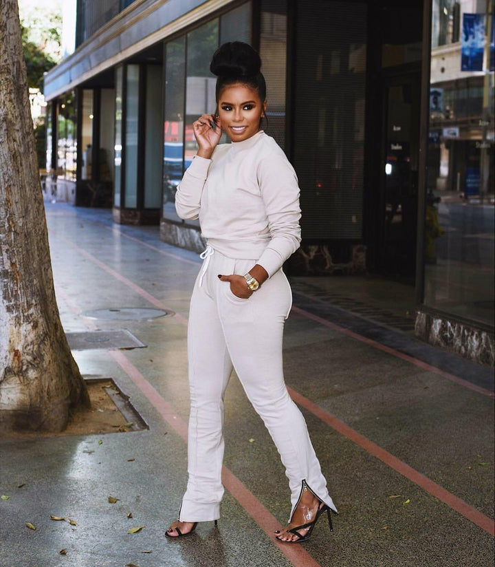 Fashion leisure sports foot zipper suit