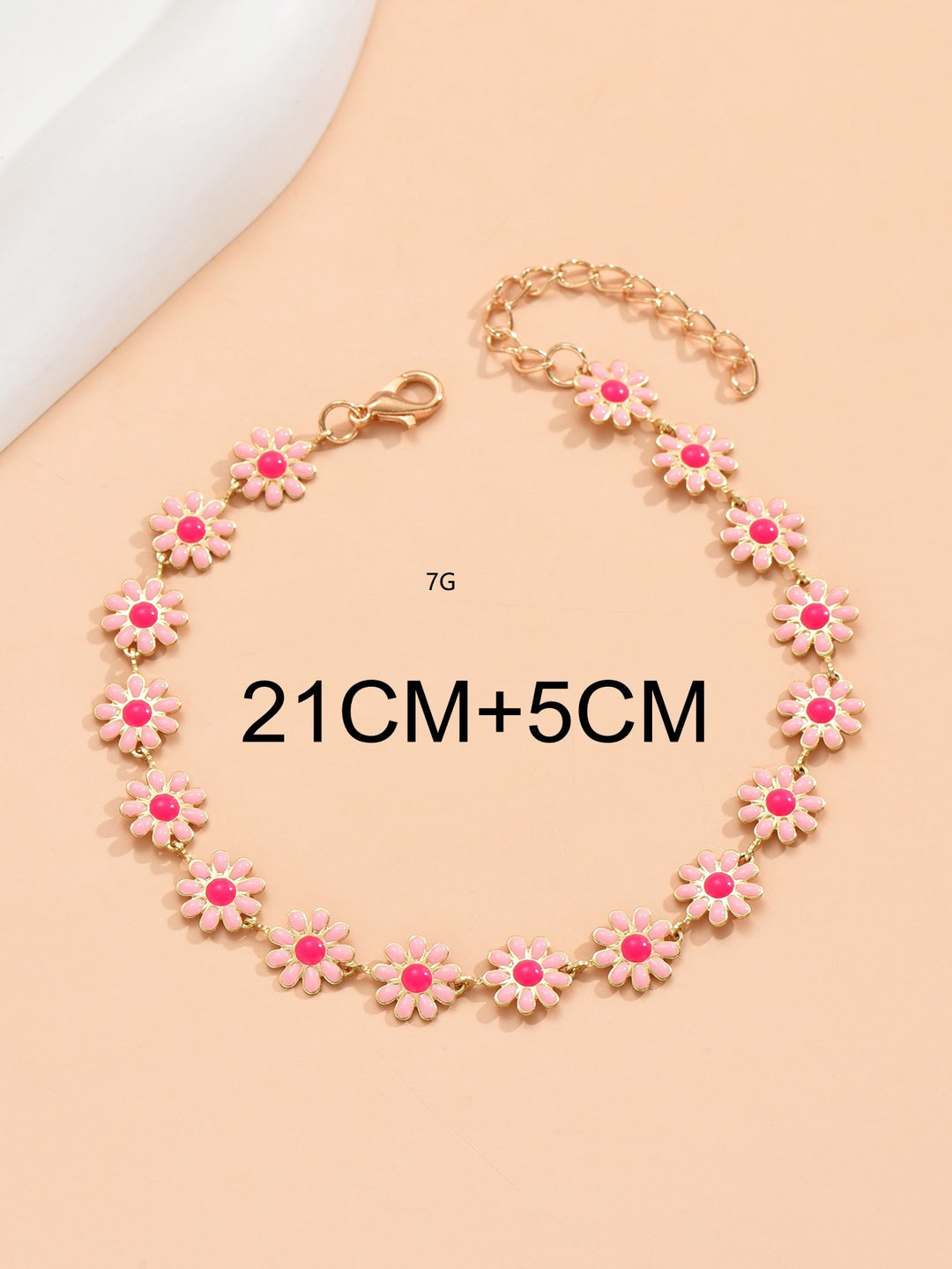 Oil Dripping Little Daisy Imitation Pearl Handmade String Flower Anklet