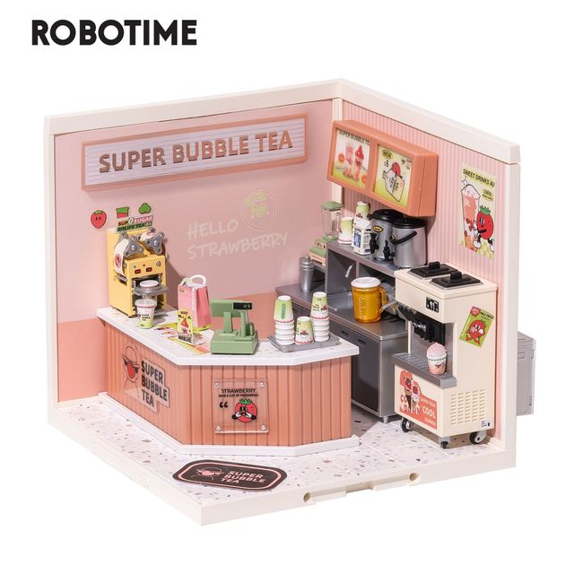 Robotime Rolife Super Creator Daily Plastic DIY Miniature House Cafe Energy Supply Store Building Block Sets English Version DW