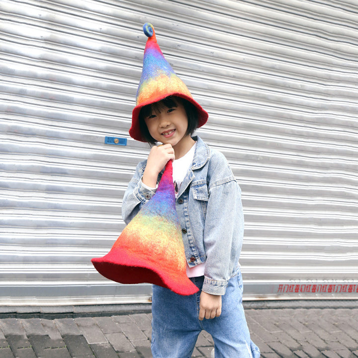 Handmade Wool Felt Hat Autumn And Winter Funny Elf Wizard High Hat