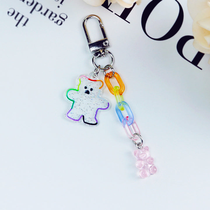 Acrylic Bear Headphone Accessories Keychain Girl Heart