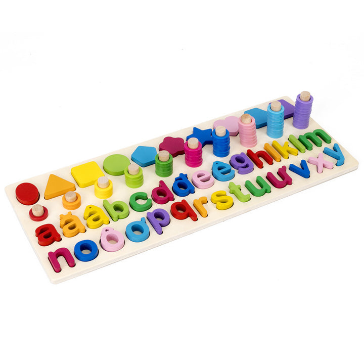 Wooden Three-in-one Digital Board Digital Shape Matching Letter Cognitive Toy
