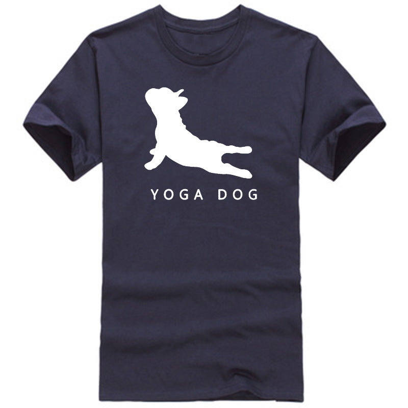 YOGA DOG Letter Crew Neck Short Sleeve Wide T-shirt