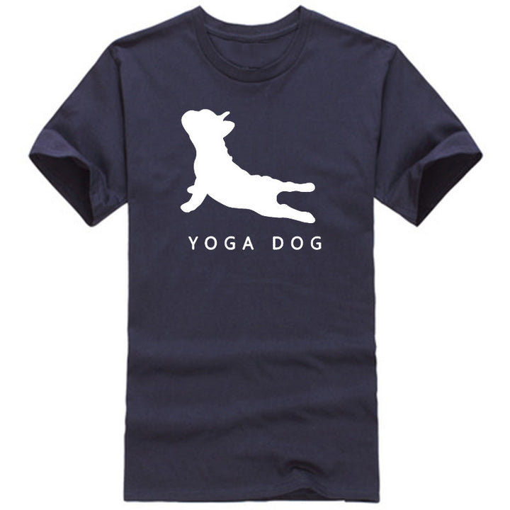YOGA DOG Letter Crew Neck Short Sleeve Wide T-shirt