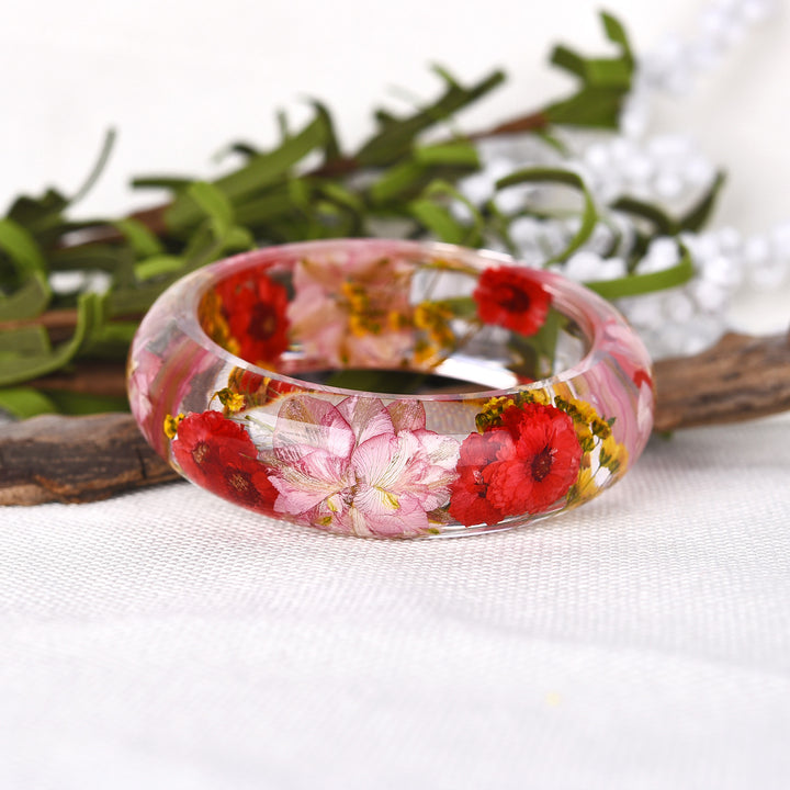 Personality Epoxy Resin Crystal AB Glue Dried Flower Bracelet