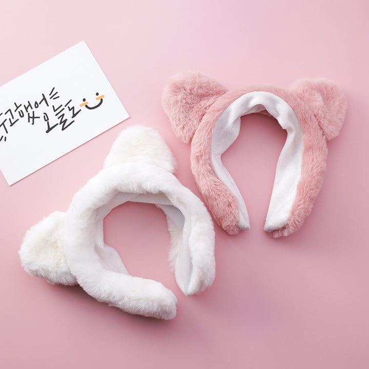 Korean hair accessories wide-brimmed cute plush panda ear headband hairpin