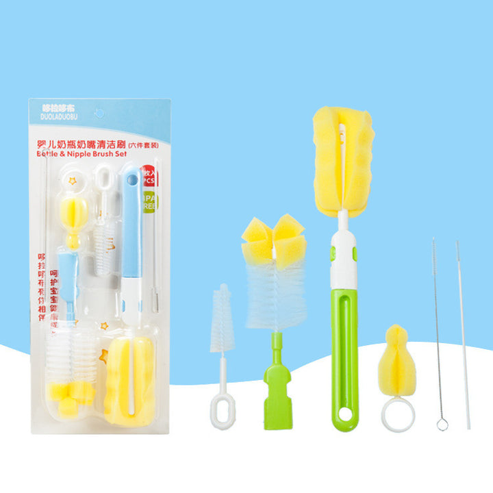 6-piece Sponge Bottle Brush Set Feeding Bottle Cleaning Set