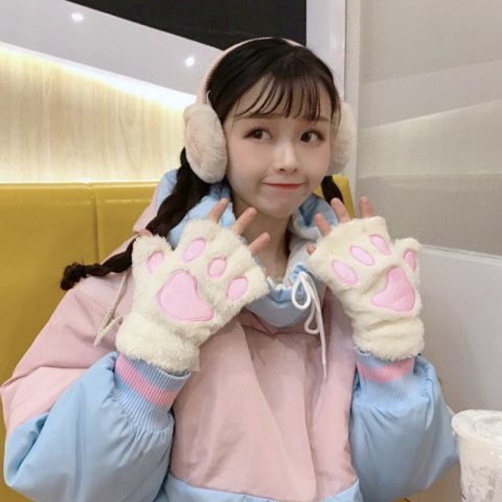 Cat's Paw Gloves Cute Girl Heart Soft Cute