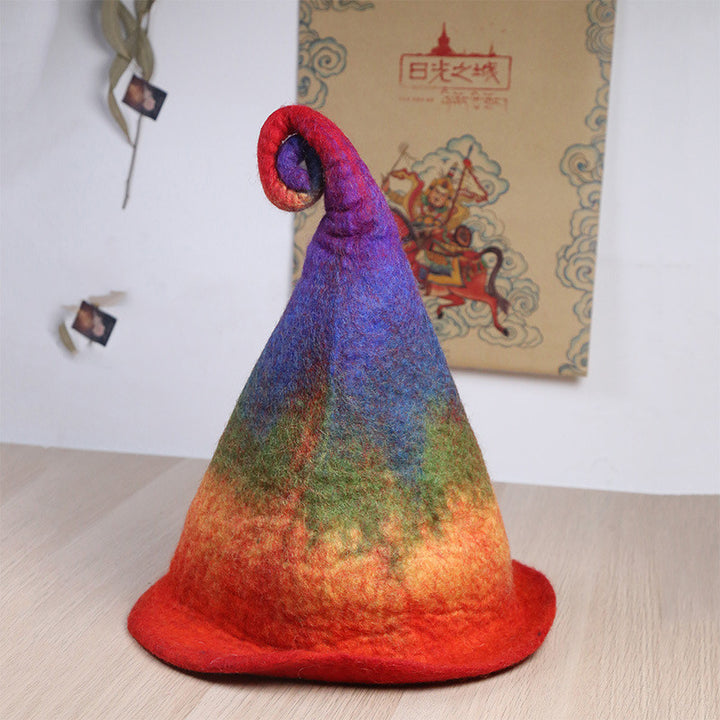 Handmade Wool Felt Hat Autumn And Winter Funny Elf Wizard High Hat