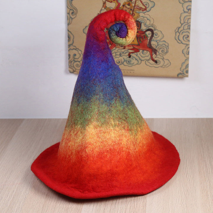 Handmade Wool Felt Hat Autumn And Winter Funny Elf Wizard High Hat