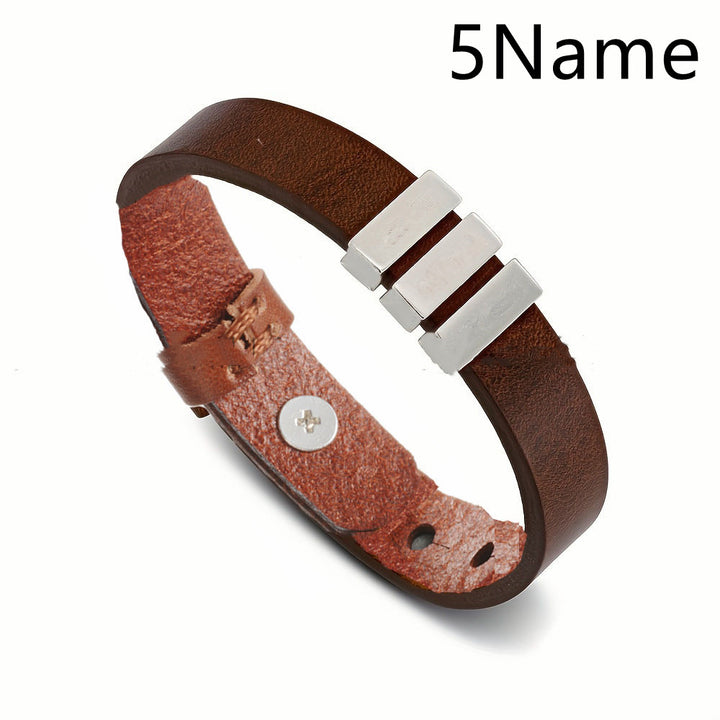 Men's Leather Name Bracelet