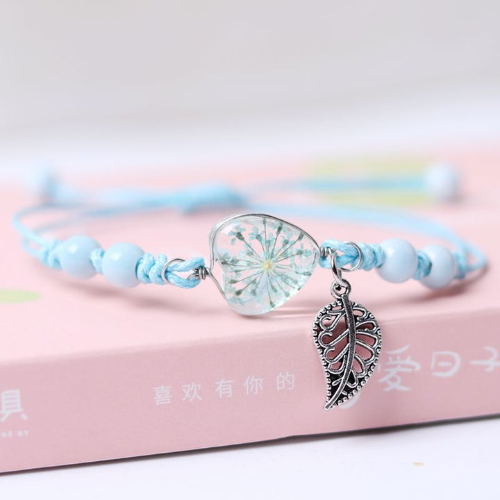 Love Gypsophila Dried Flower Plant Braided Bracelet
